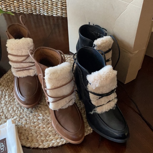 UGG Analise Exposed fur lace up boots. - Picture 15 of 16